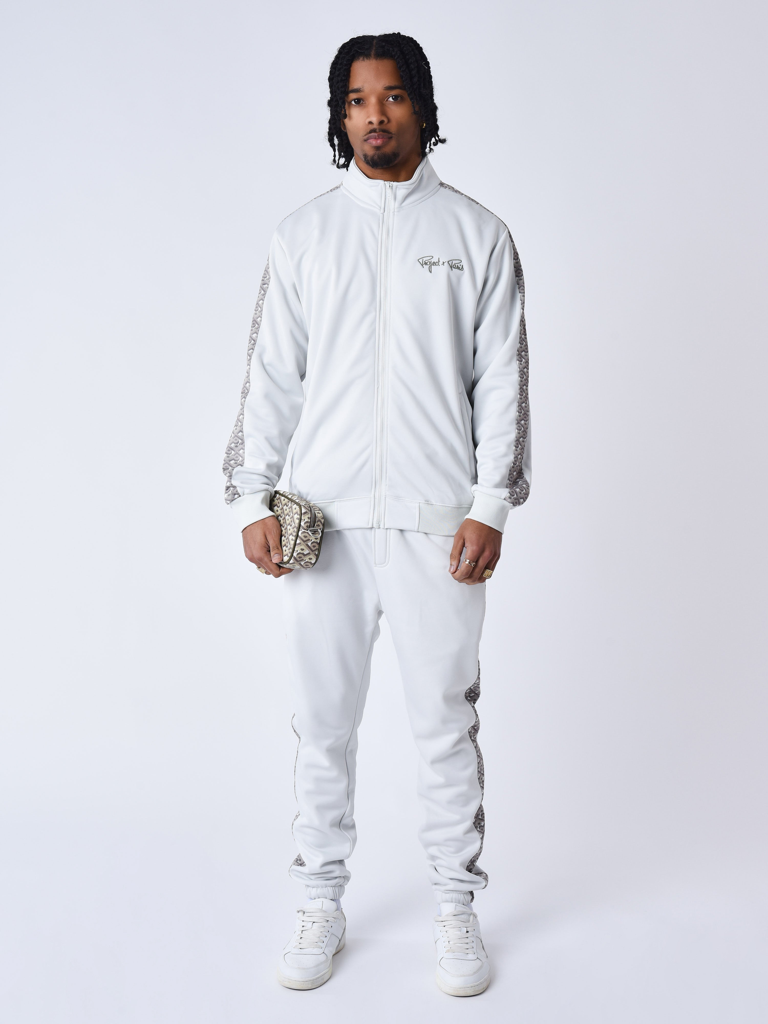 Veste zippé à bande imprimé