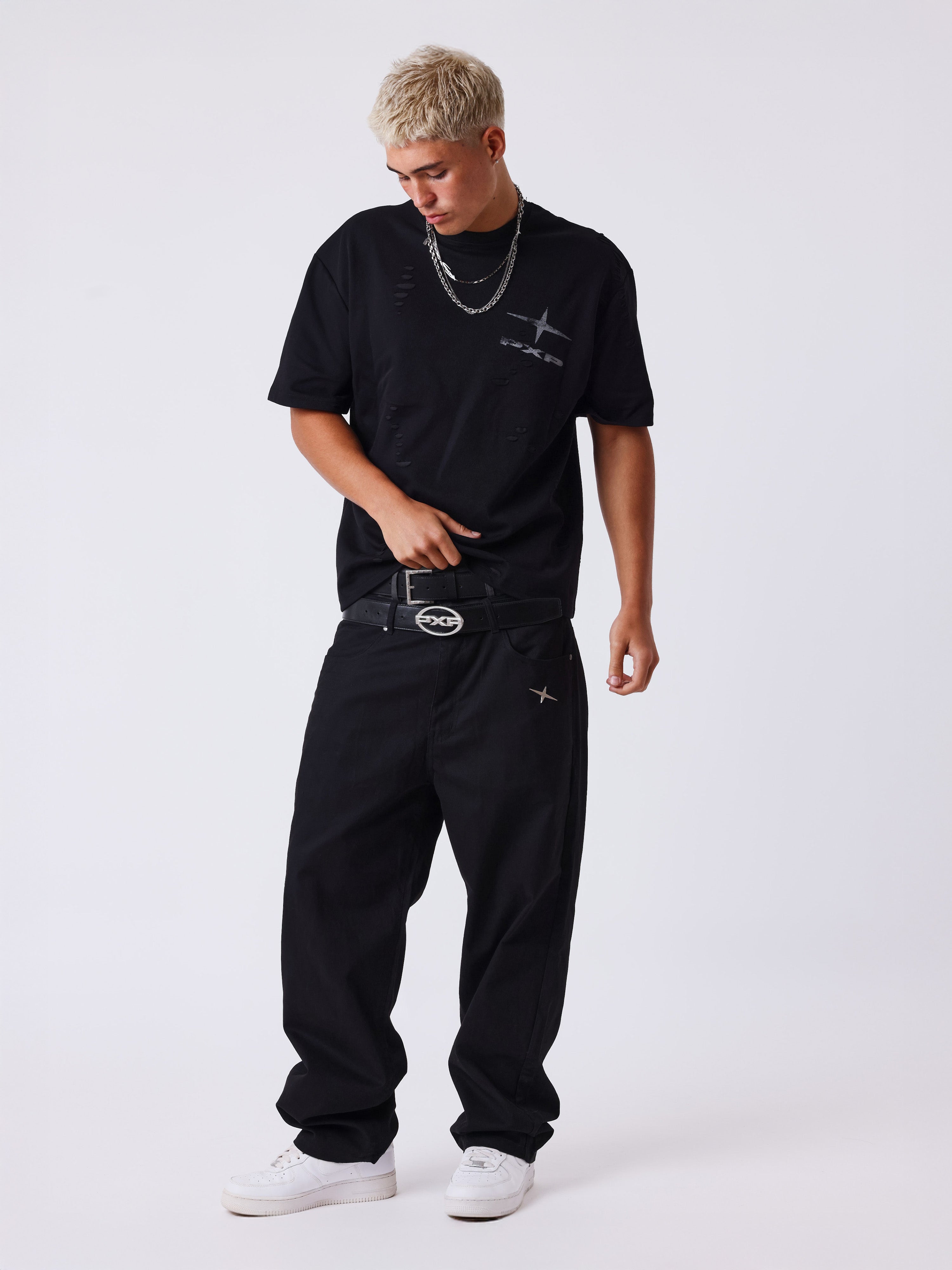 Pantalon Superposition à Taille Contrastée