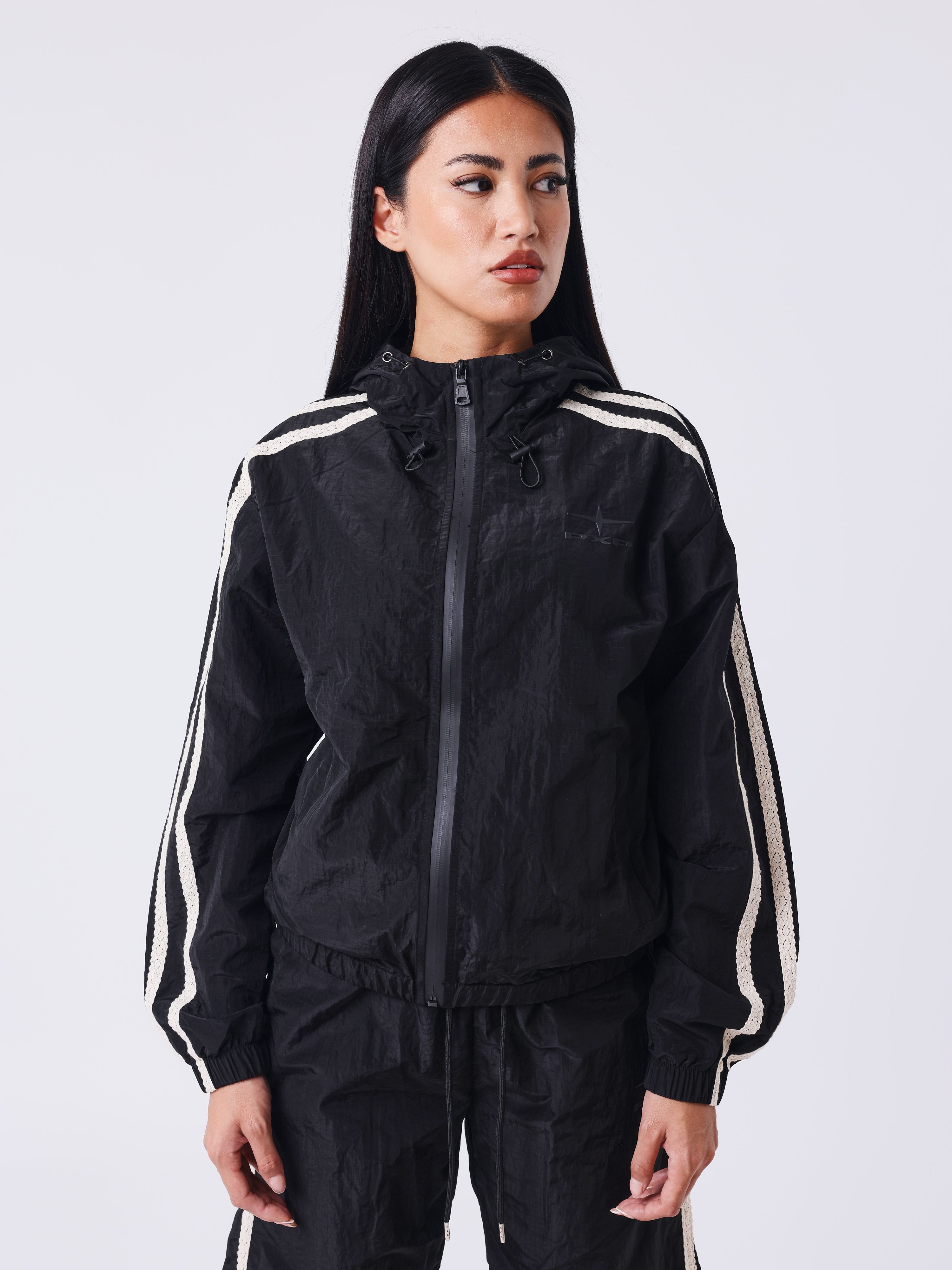 Veste zippée à bandes en crochet Sportly