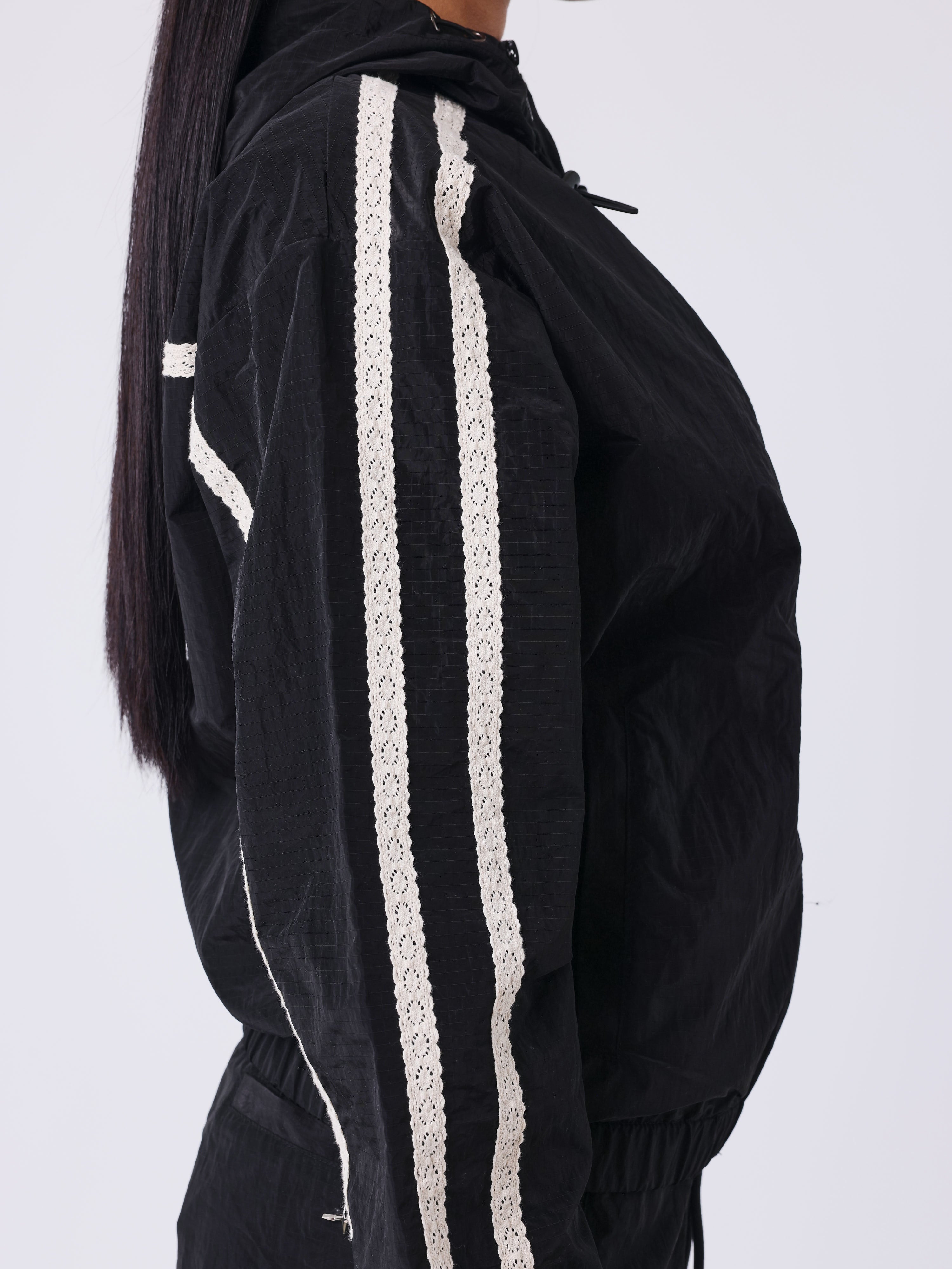 Veste zippée à bandes en crochet Sportly