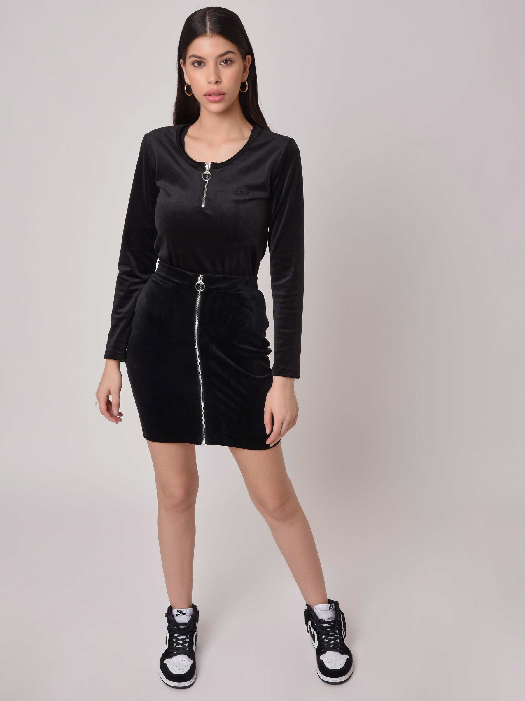 Jupe ajustée velvet zip rond