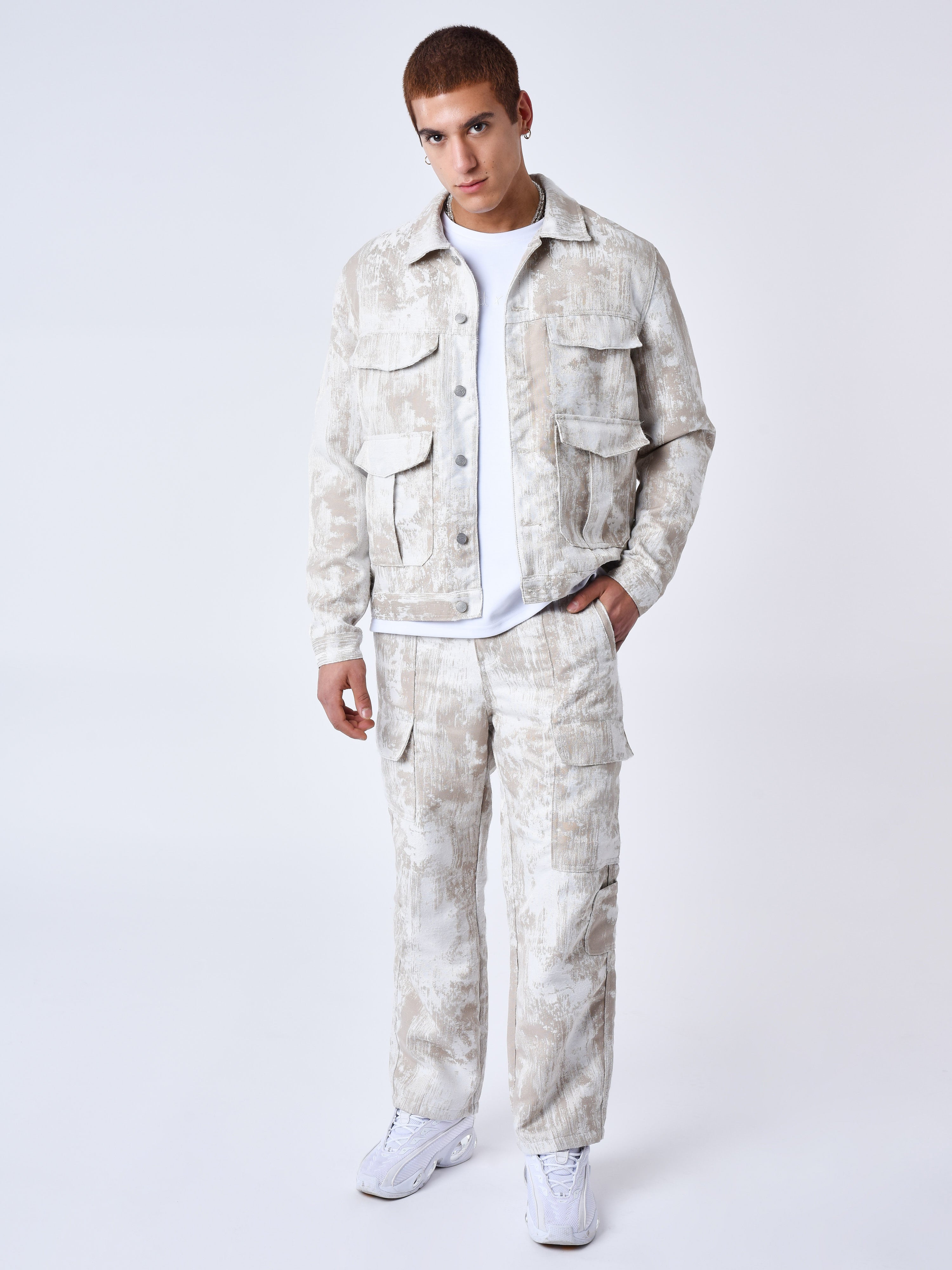 Pantalon a poches en toile abstrait