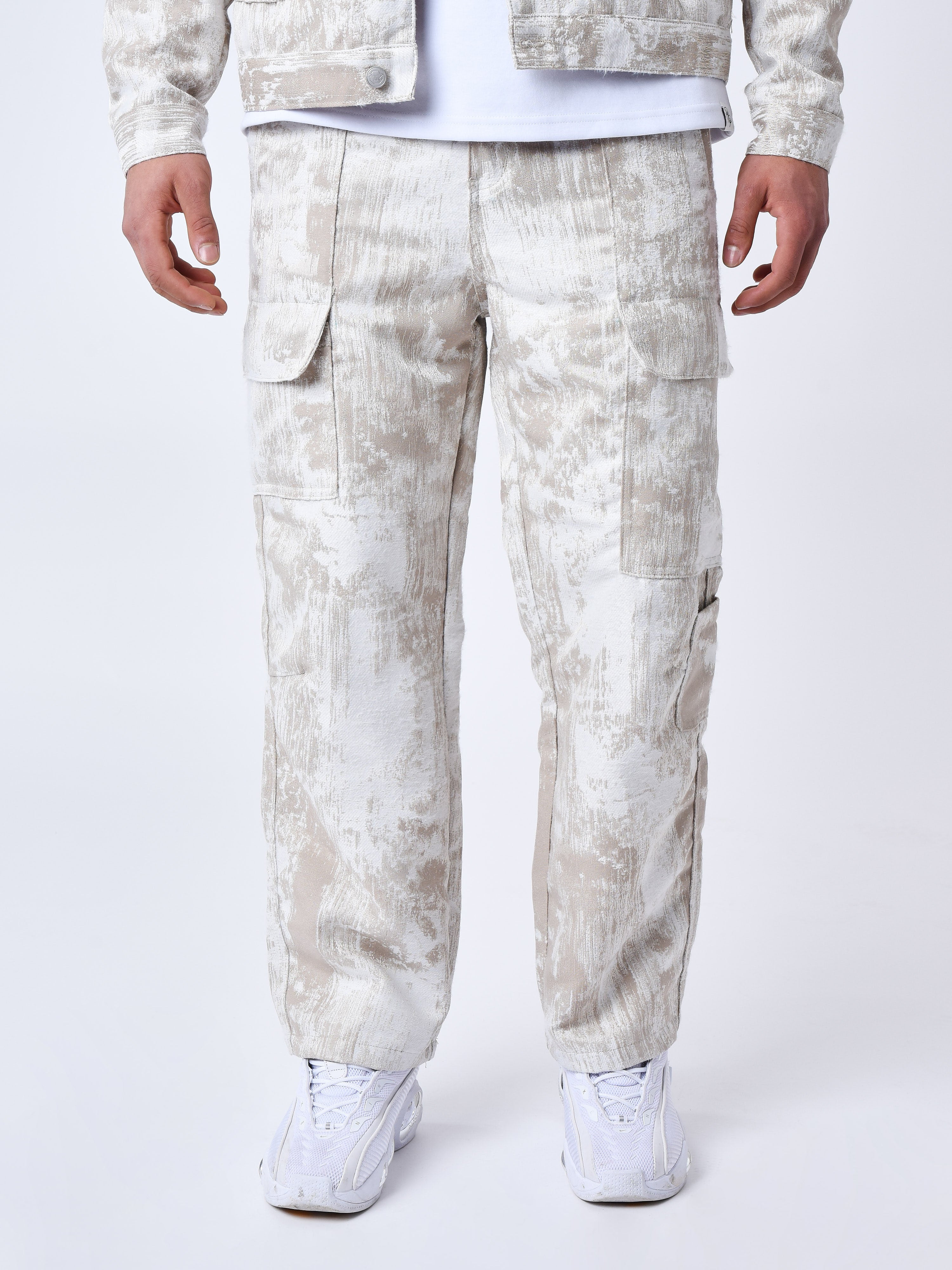 Pantalon a poches en toile abstrait