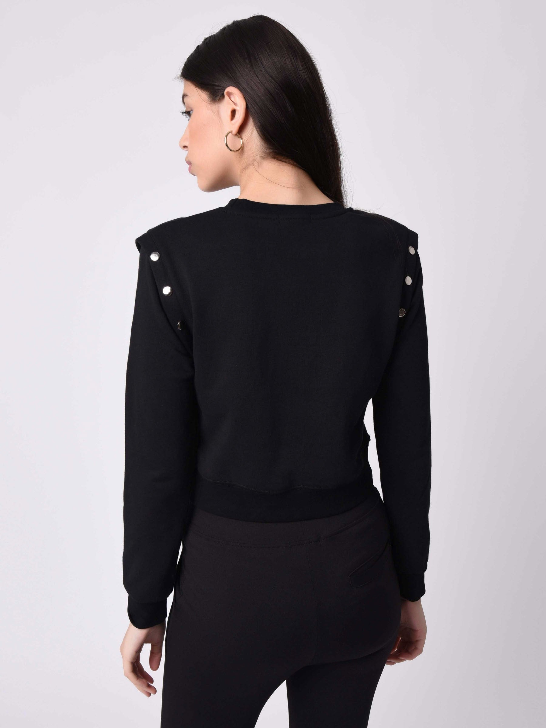 Sweat col rond bouton metal