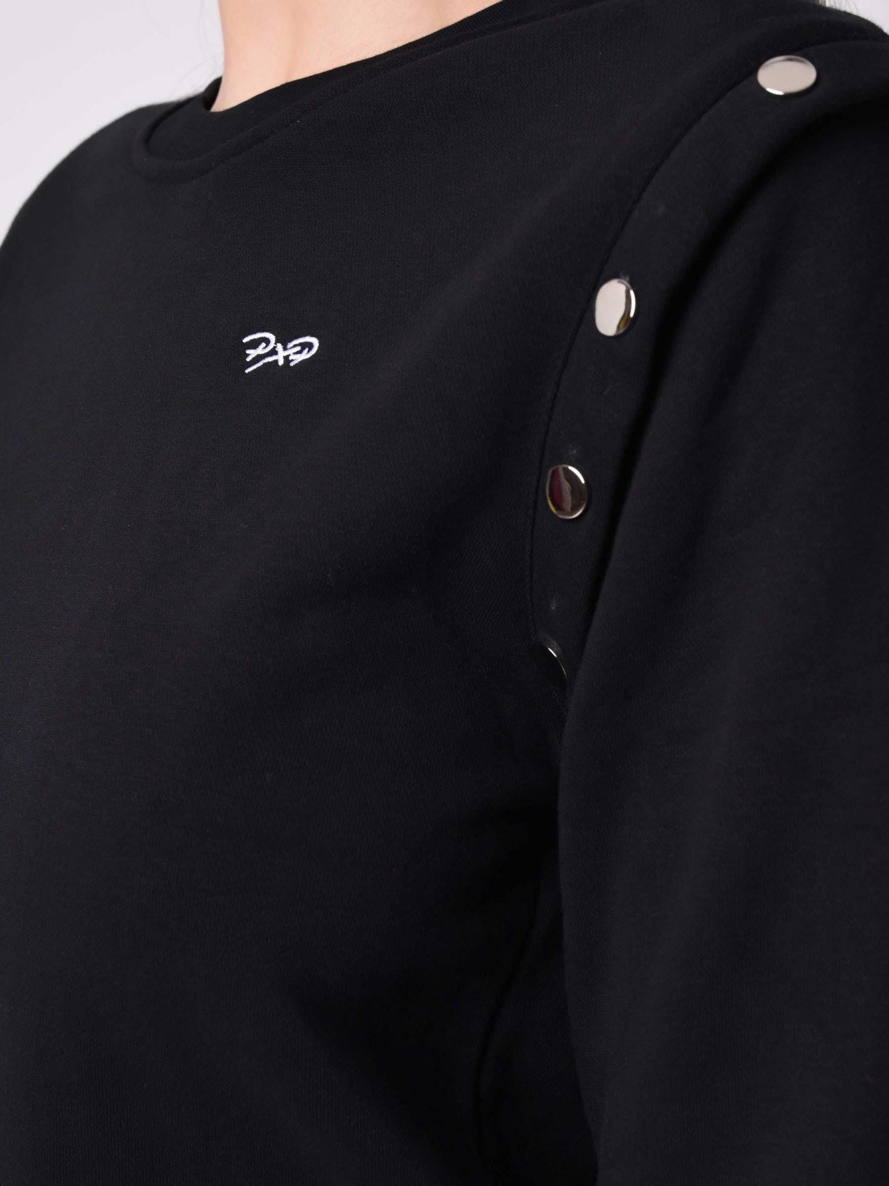 Sweat col rond bouton metal