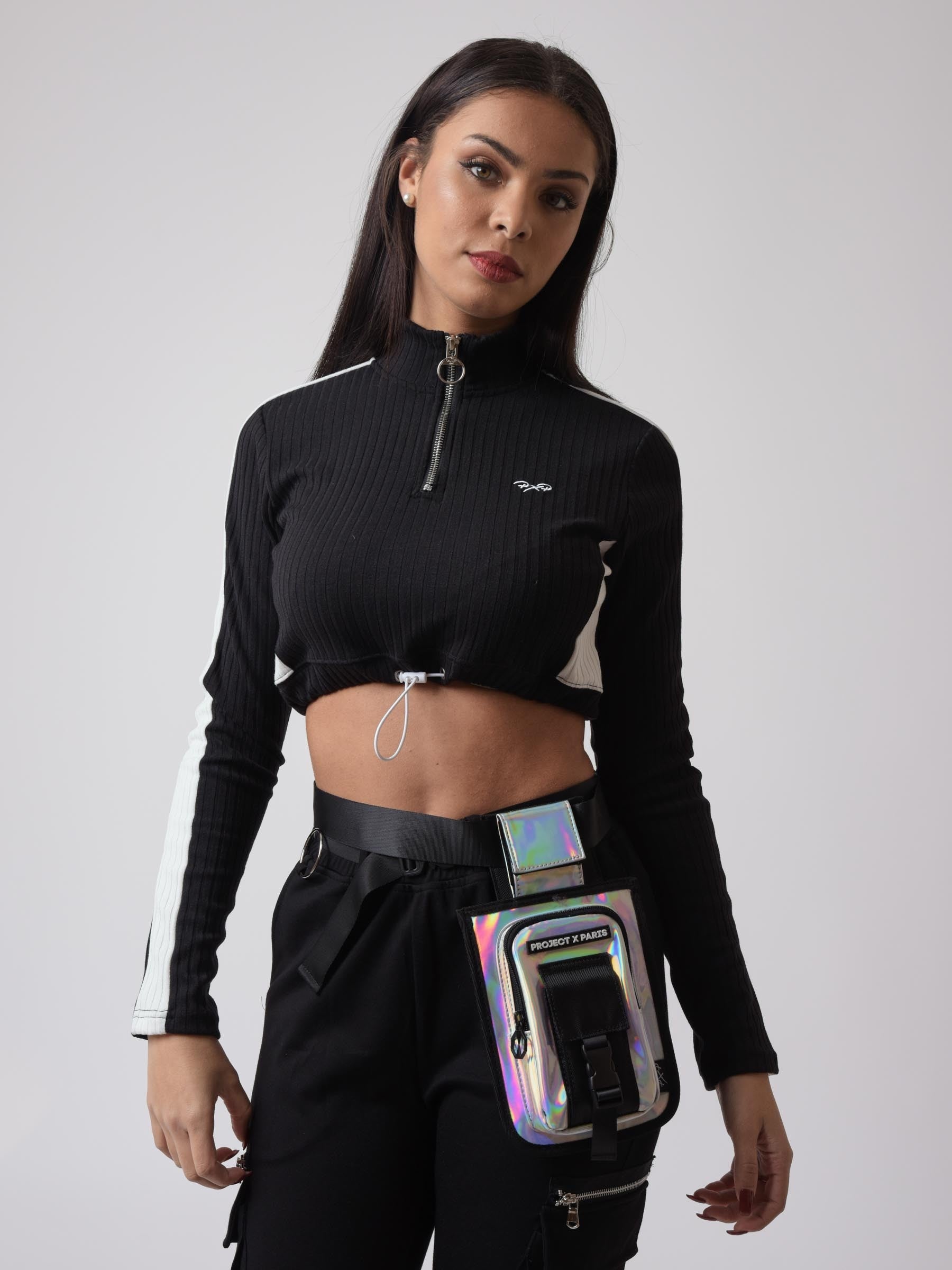 Sweatshirt crop élastique