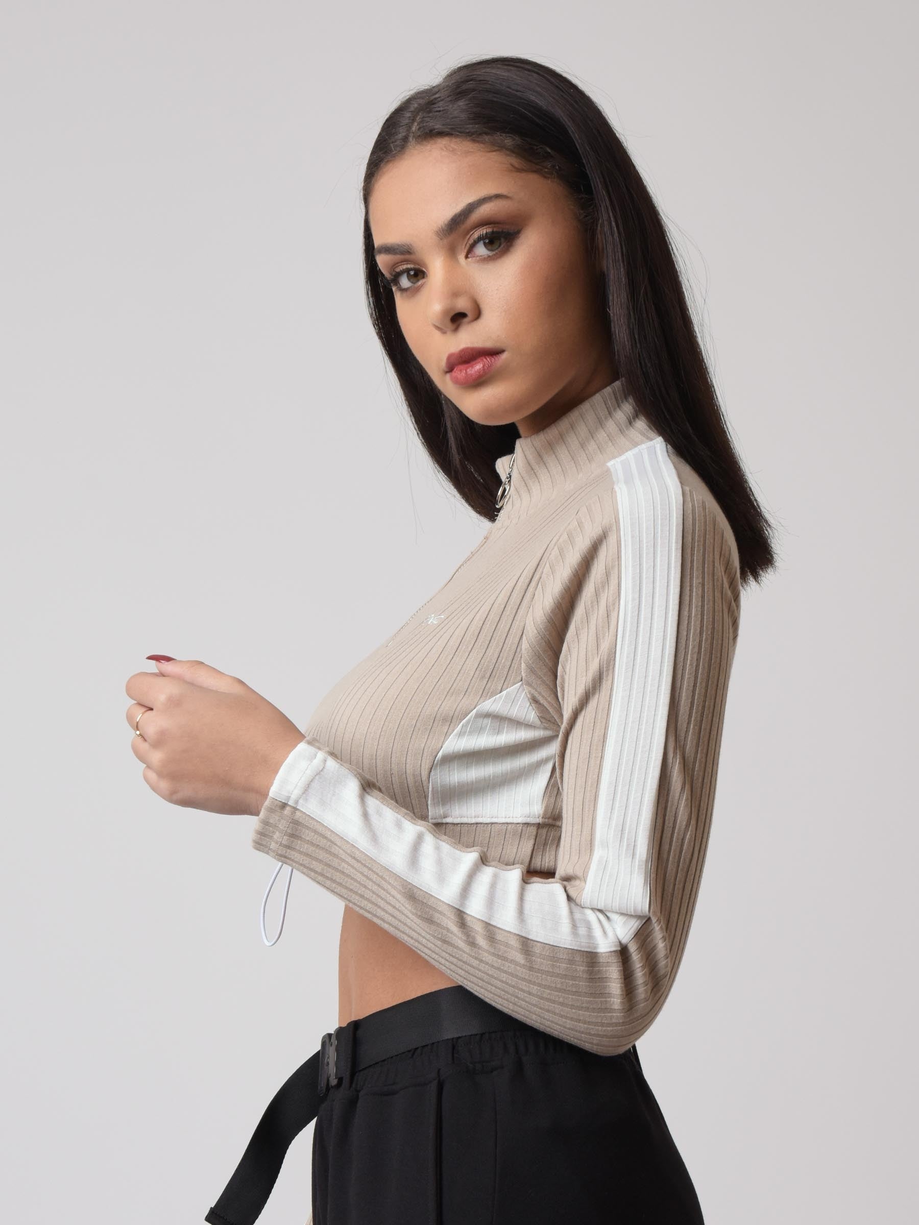 Sweatshirt crop élastique