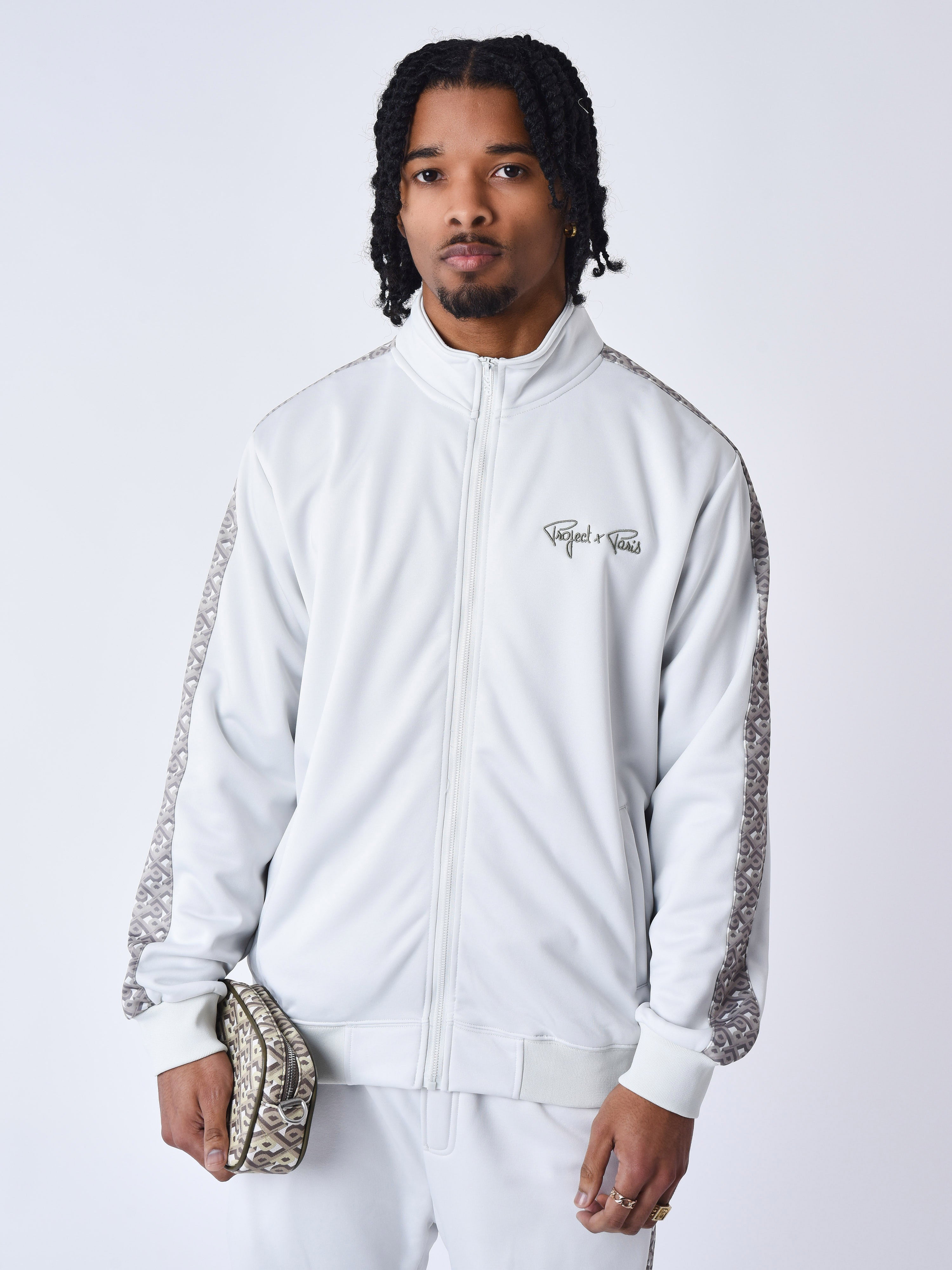 Veste zippé à bande imprimé